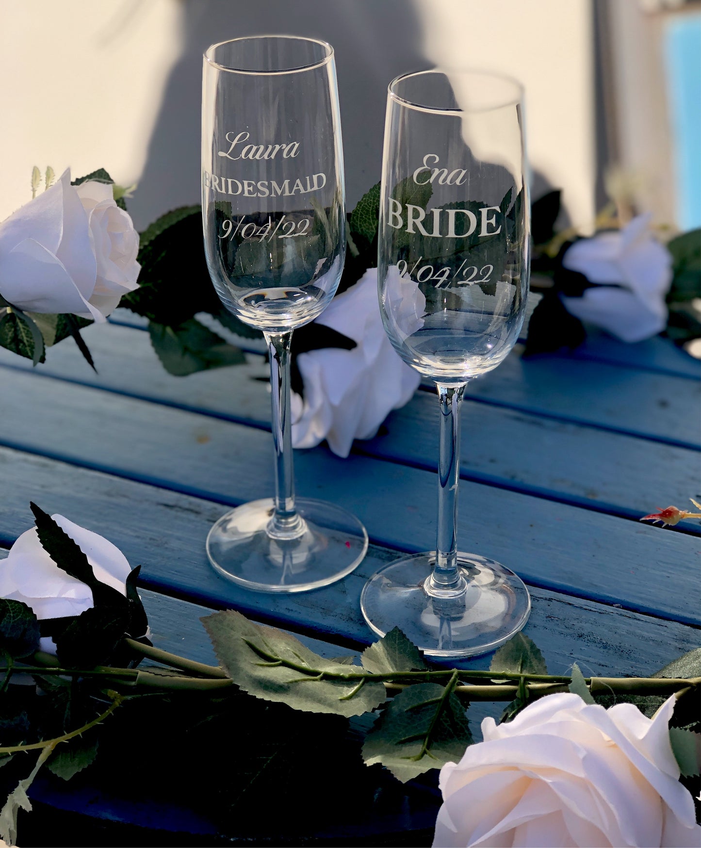 Etched Champagne flute