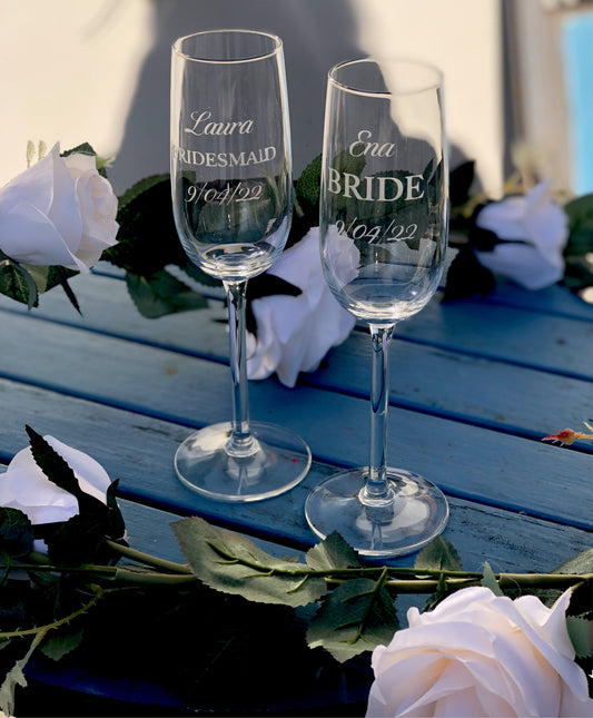 Etched Champagne flute