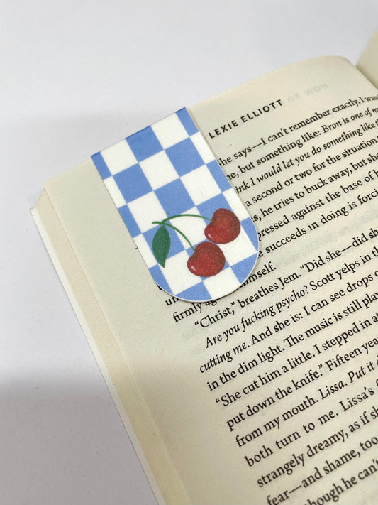 Cherry Checkerboard magnetic bookmark