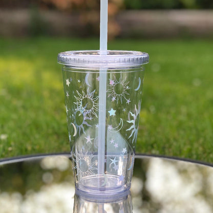 Glass Tumbler with Straw - Anti-Social Butterfly - Slant Collections